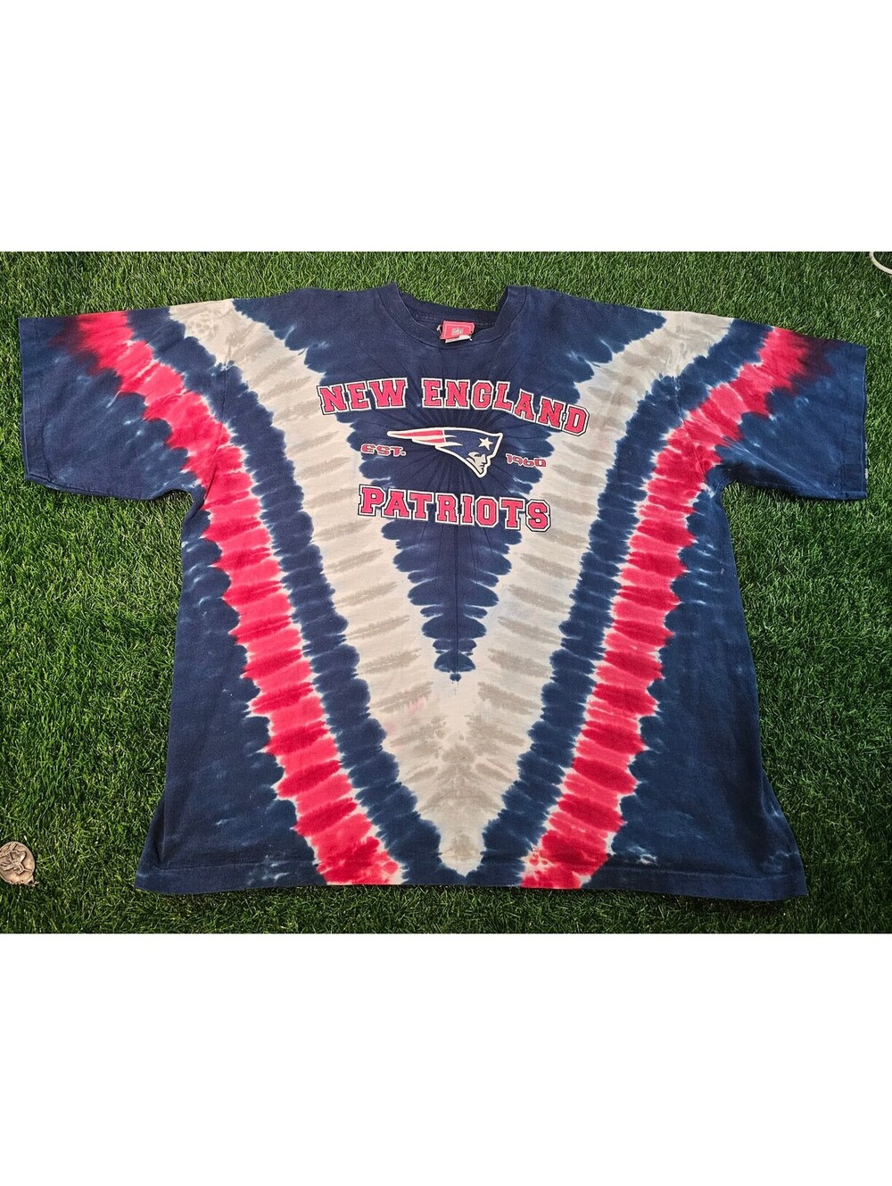 Rare Vintage 90s New England Patriots Tie-Dye T-Shirt XXL